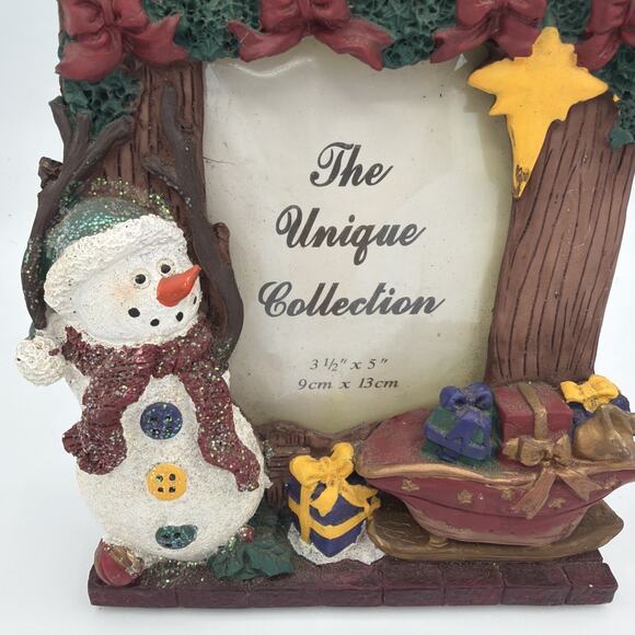 The Unique Collection Christmas Snowman Picture Frame For 3.5” x 5" Photo VTG - Picture 2 of 8